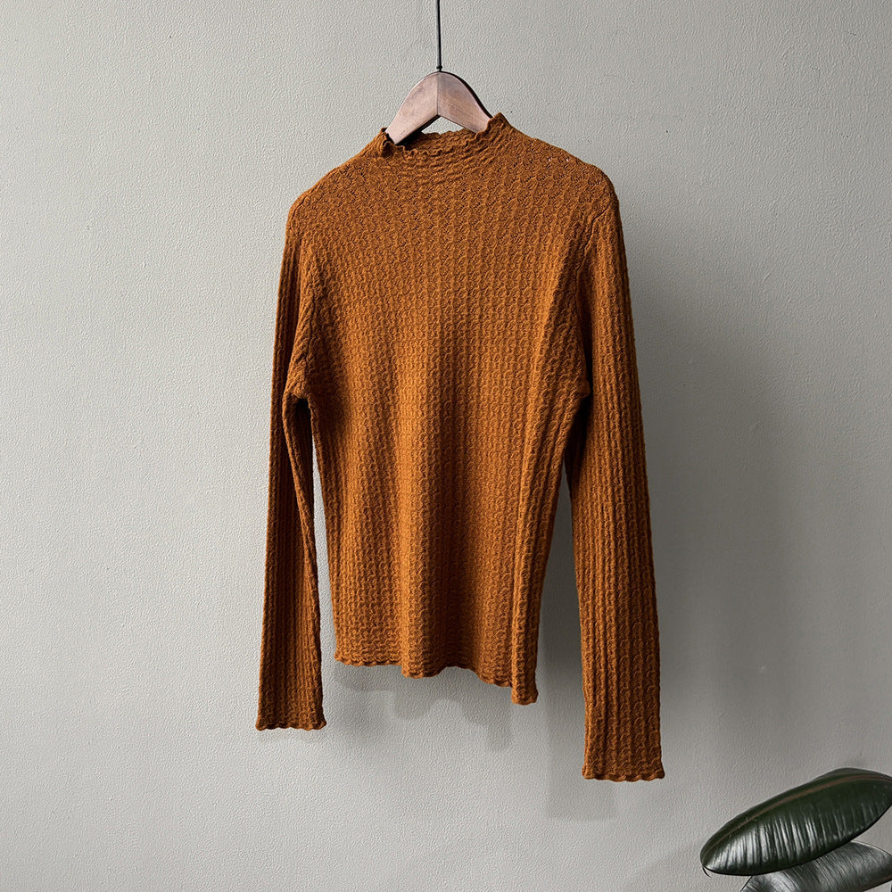 【Y312】實拍高單質感鏤空蕾絲半高領針織衫251106