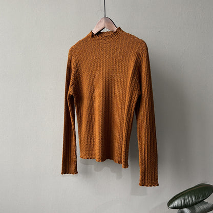 【Y312】實拍高單質感鏤空蕾絲半高領針織衫251106