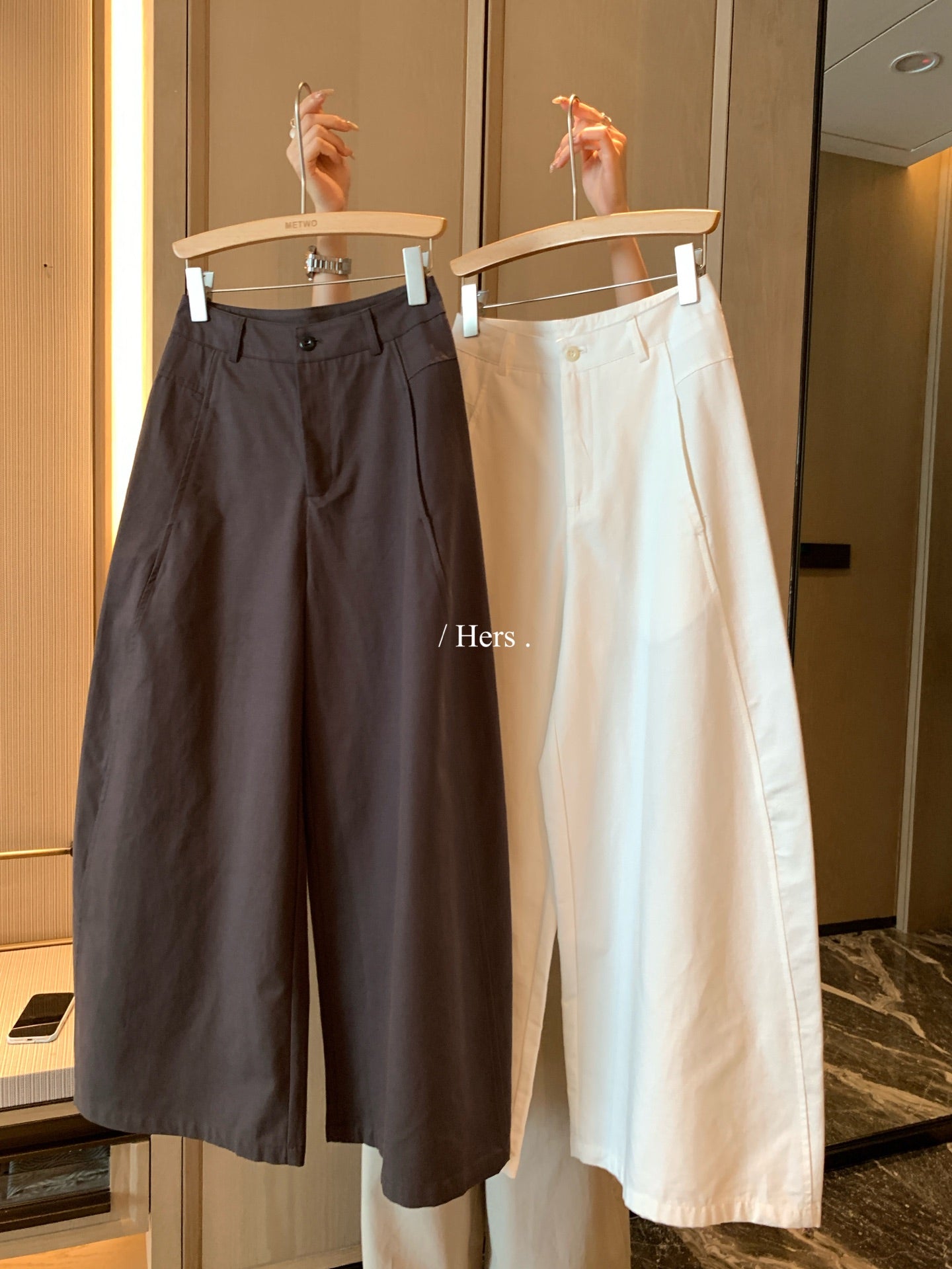 【L80433】實拍Hers夏日修身神褲高腰直筒棉感西裝寬褲/休閒褲260330