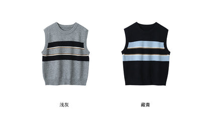 【LD11014】實拍學院感條紋圓領針織毛衣251110