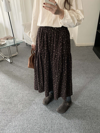 【H5490】實拍日系清新小碎花鬆緊腰長裙（棉）251109