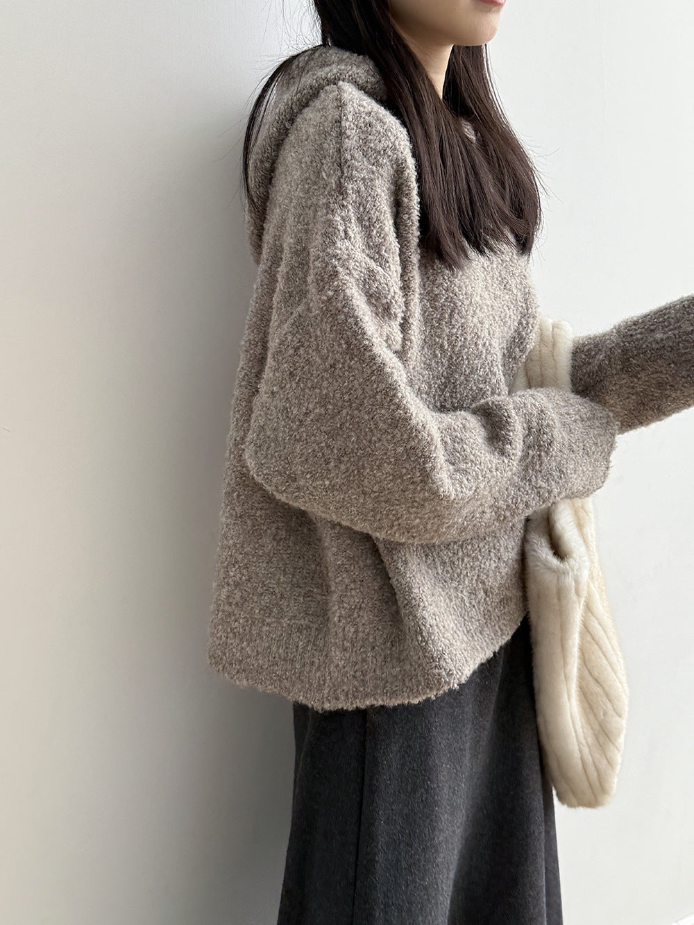 【Y2188】實拍冬季圈圈絨可愛連帽針織毛衣251106