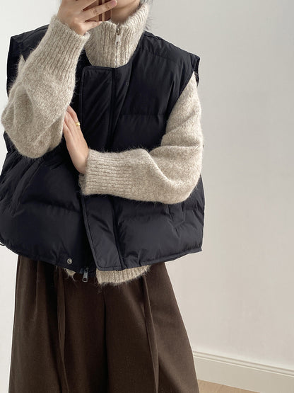 【Y82635】實拍秋冬簡約圓領棉背心251106