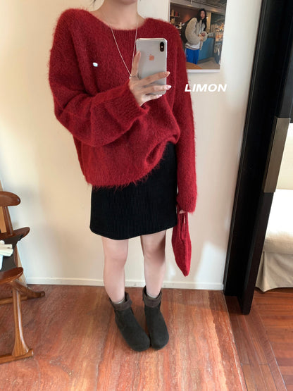 【L6873】實拍檸檬秋冬簡約軟糯保暖毛衣+針織手拎包251117