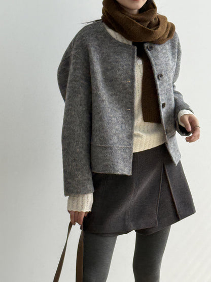 【Y8522】實拍高單氣質簡約綿羊毛呢外套（棉羊毛52%)251106