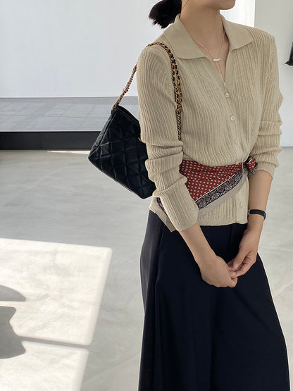 【cim6901】實拍慵懶紙片人polo領針織衫251030