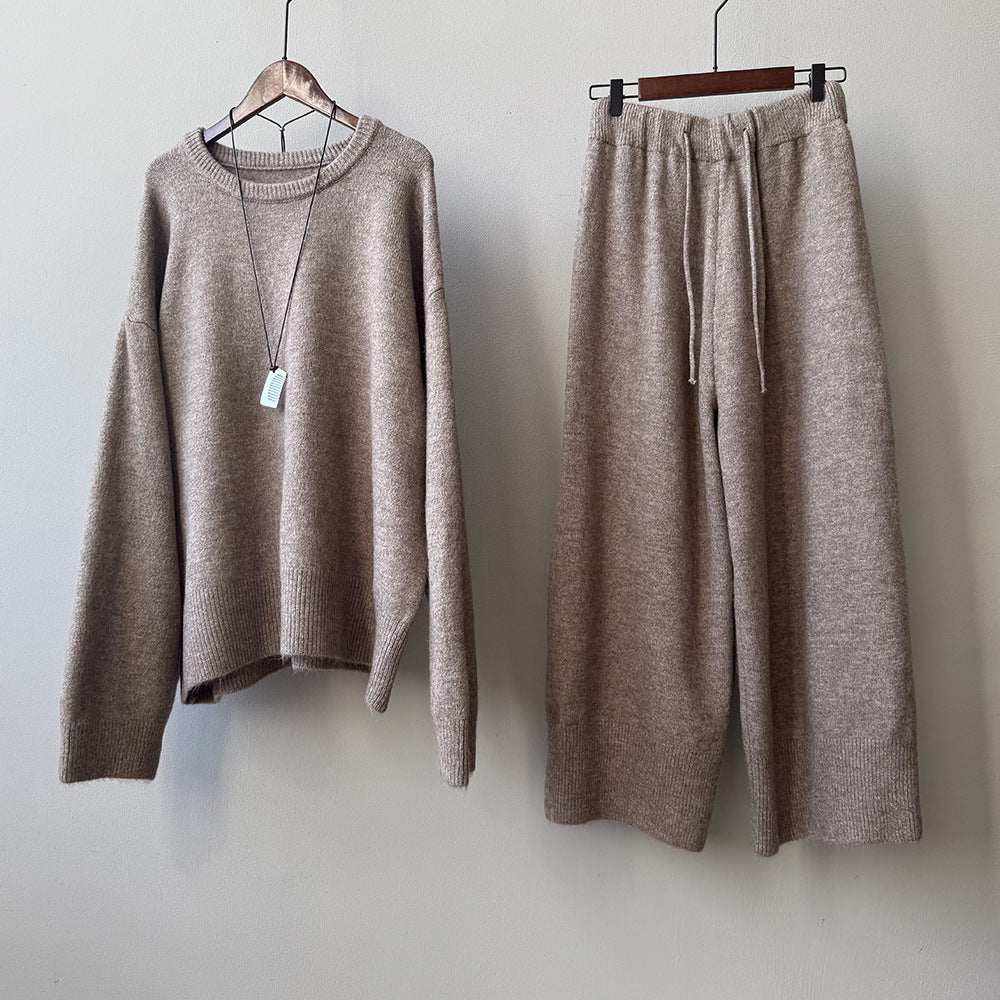 【YP1015】 實拍寬鬆針織毛衣＋休閒針織長褲 套裝251023