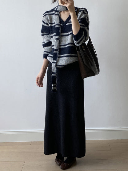 【YP682】 實拍高腰軟糯垂感針織長裙251023