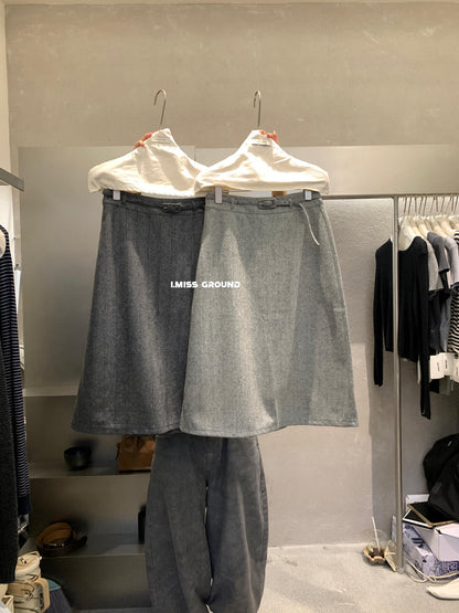 【L60881】實拍秋冬高單質感羊毛呢顯瘦直筒裙+腰帶250923
