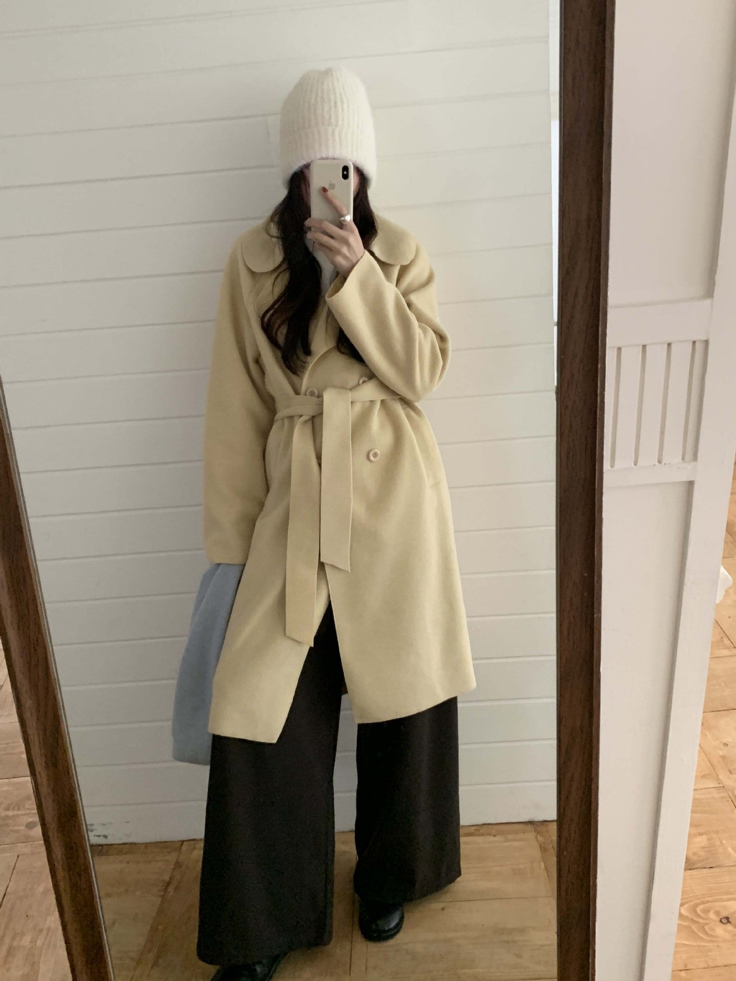 【H5479】實拍秋冬英倫翻領束腰雙面呢羊絨長外套251109