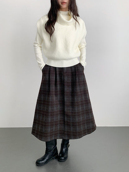 【LD11071】實拍氣質復古格紋毛呢a字裙251209