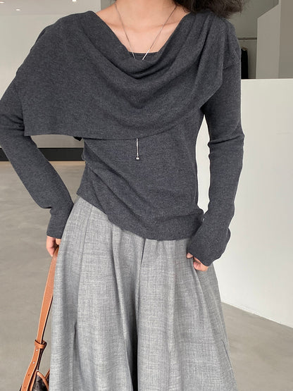 【cim396】實拍慵懶蕩領假2件披肩針織毛衣251030