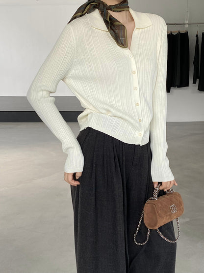 【cim6901】實拍慵懶紙片人polo領針織衫251030