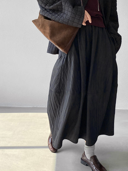 【cim1708】實拍秋冬法式寂靜高腰加厚微花苞A字裙251030