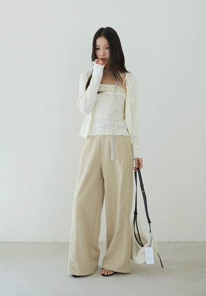 【LD11172】實拍仙女系紫藤花園💜淺紫長袖小外套+碎花細肩帶 套裝260317