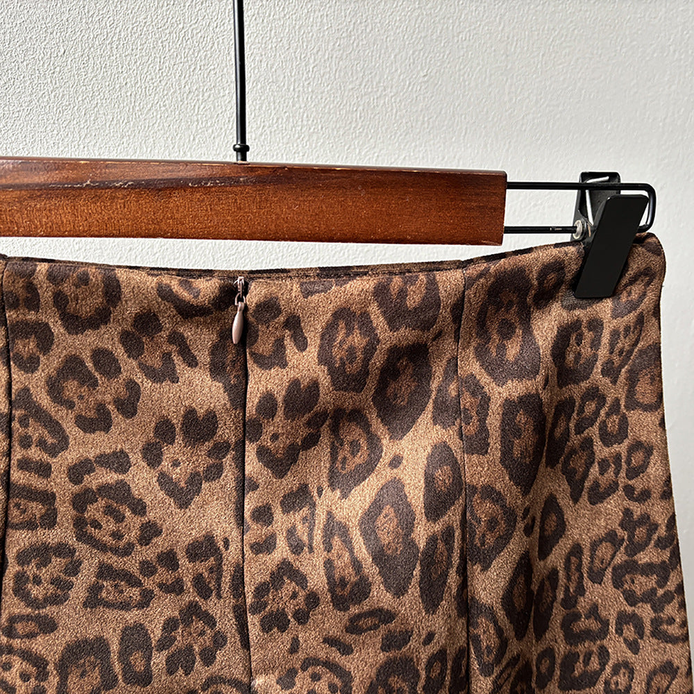 【Y82656】實拍美式復古豹紋A字裙(內有安全褲）251016