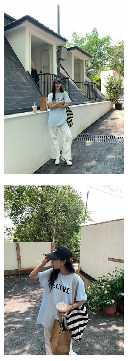 【H5166】實拍夏日寬鬆圓領印花寬鬆短袖T恤250407