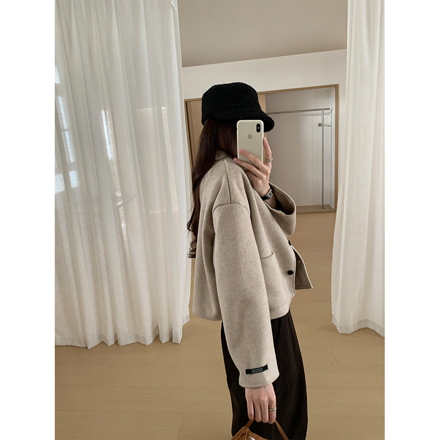 【H565】實拍高級感羊毛混紡羊絨手感外套大衣251021