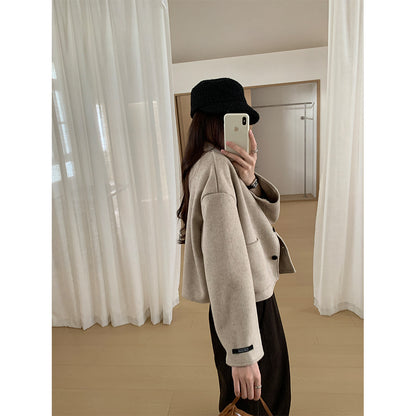 【H565】實拍高級感羊毛混紡羊絨手感外套大衣251021