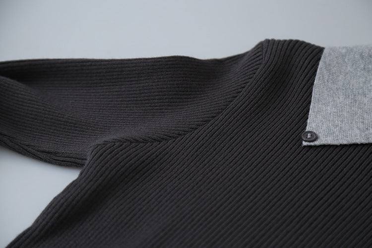 【LD11026】實拍絕美法式針織坑條假2件針織衫251124