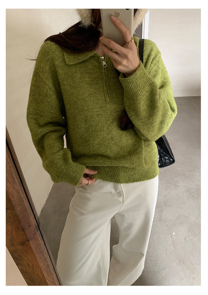 【H5513】實拍老錢風POLO領長袖針織毛衣251118