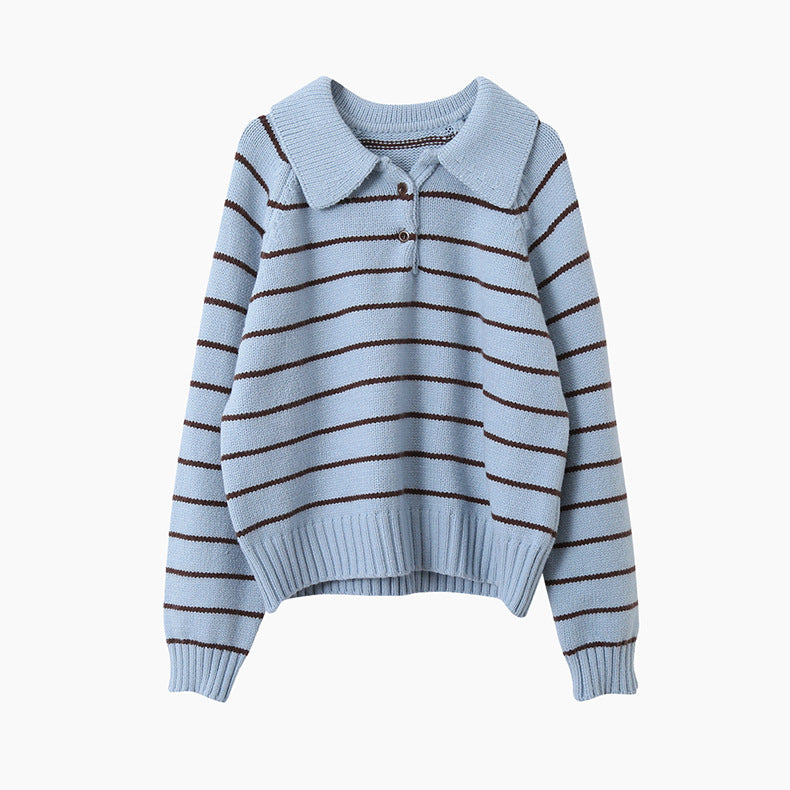 【LD11063】實拍復古條紋加厚棉羊絨針織毛衣251209