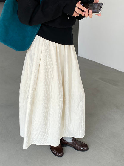 【cim1708】實拍秋冬法式寂靜高腰加厚微花苞A字裙251030