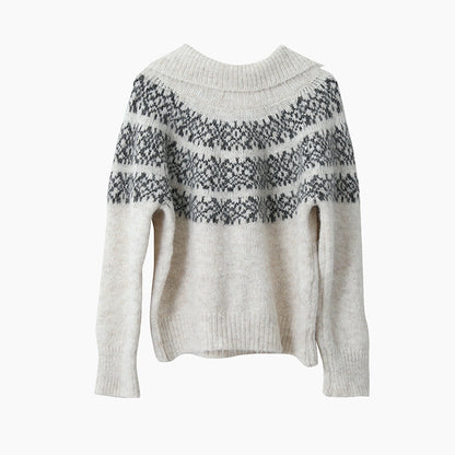 【LD11004】實拍兔絨毛混紡費爾島針織毛衣半拉鏈大翻領251110