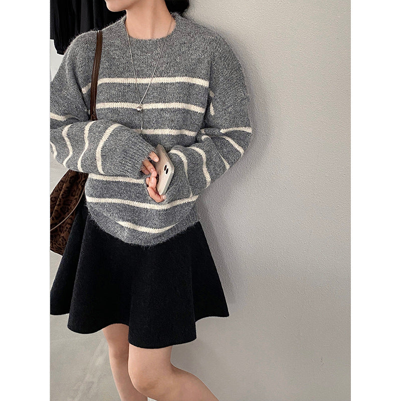 【cimz8925】實拍冬季復古圓領氣質針織毛衣251120