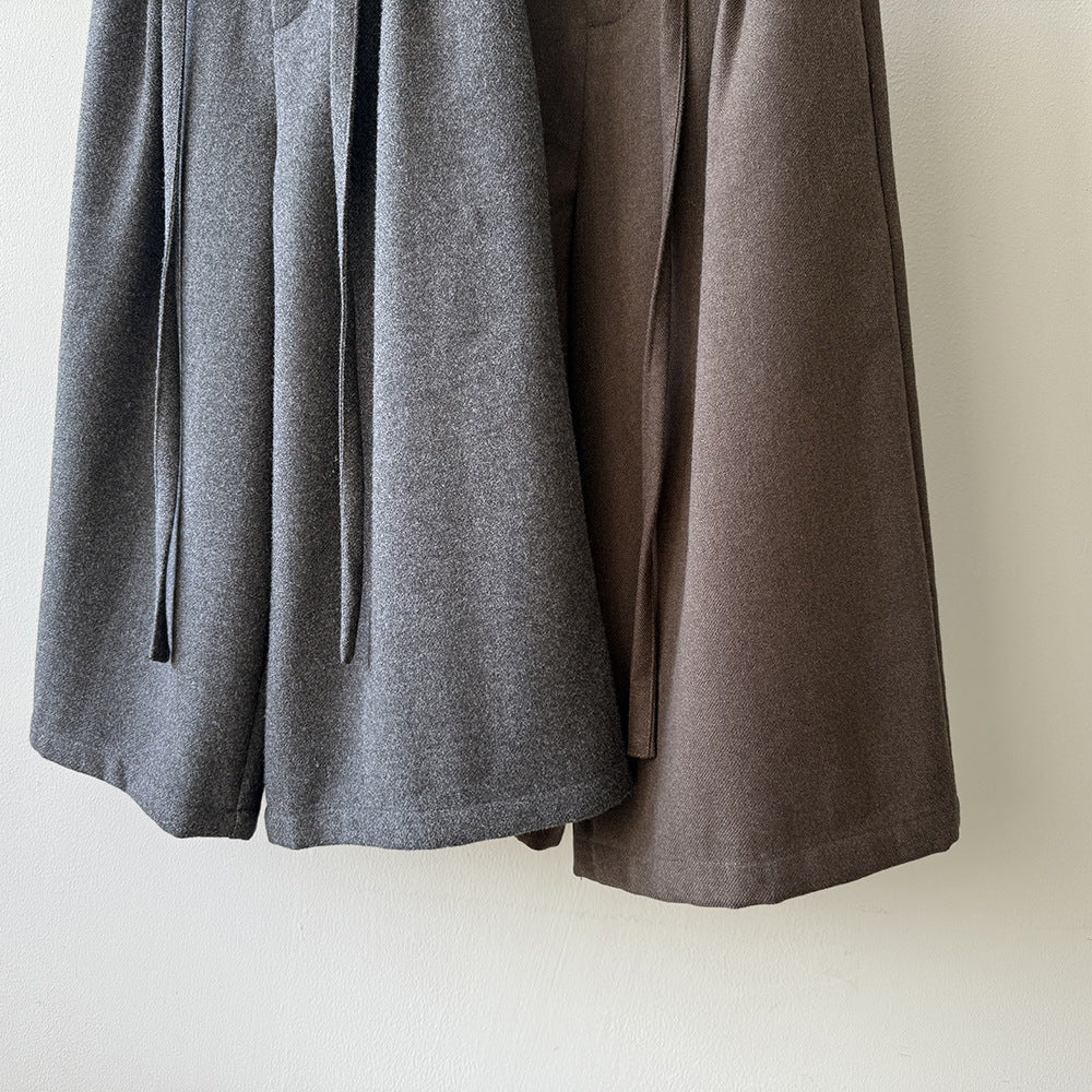 【Y82677】 實拍復古系帶加厚七分闊腿褲251023