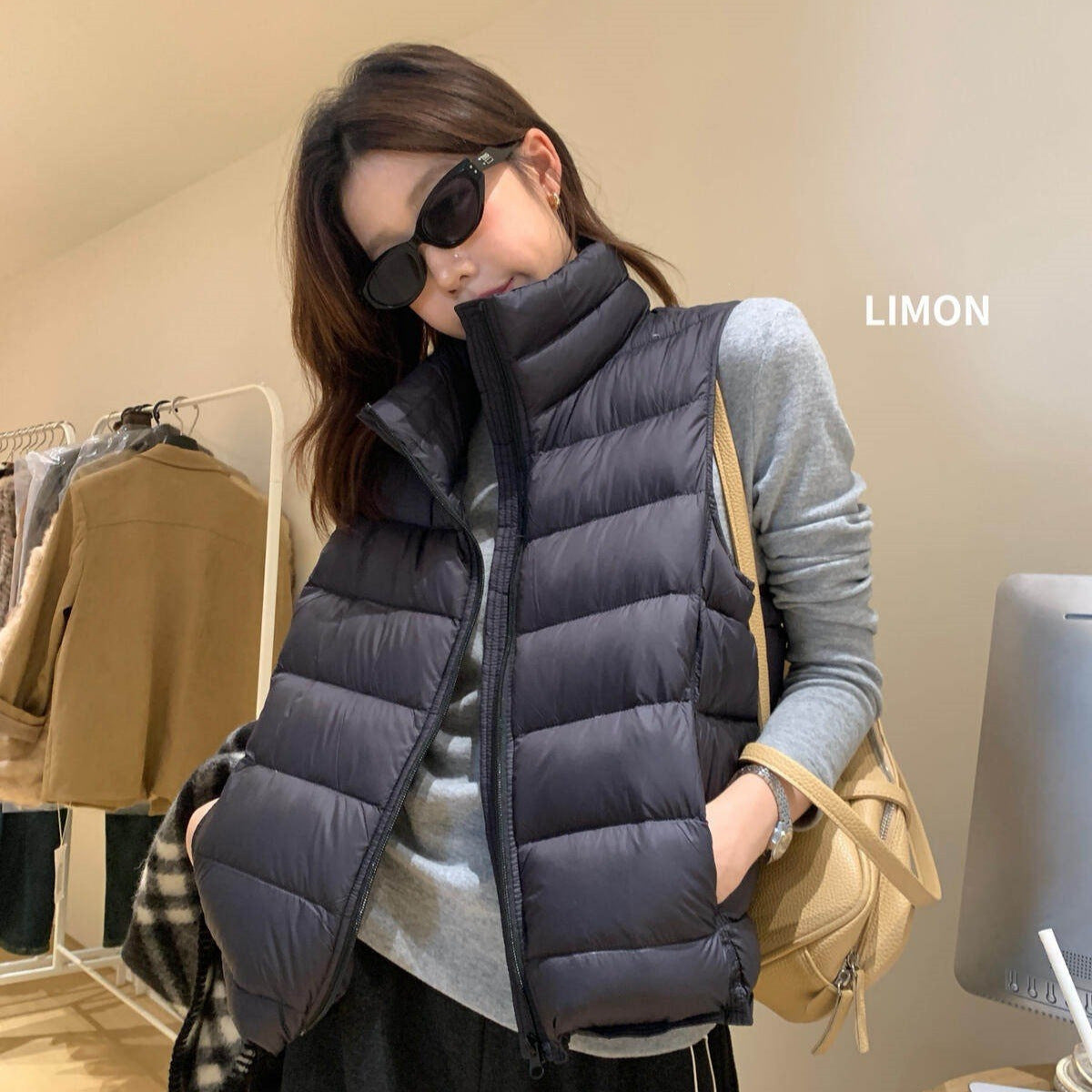 【LDTM1999】檸檬家休閒百搭・立領短版羽絨背心261020