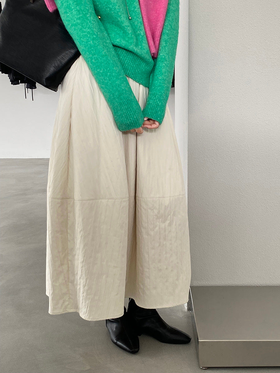 【cim1708】實拍秋冬法式寂靜高腰加厚微花苞A字裙251030