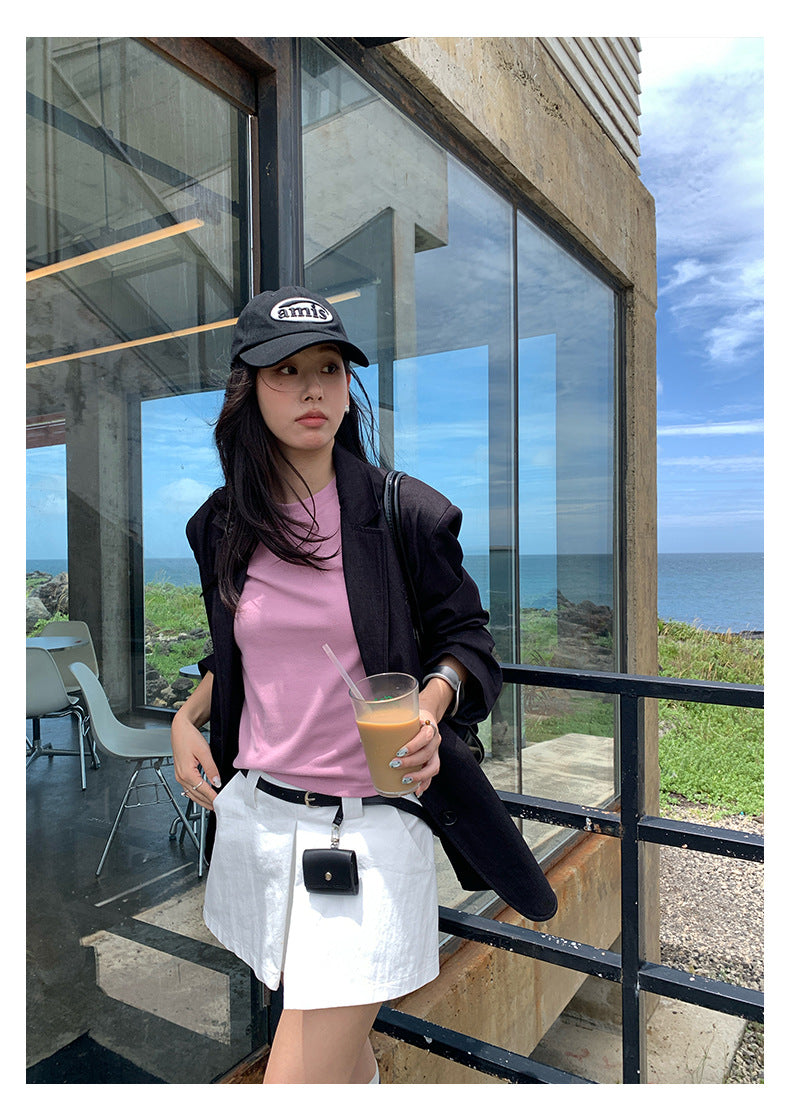 【H5387】實拍韓版設計顯瘦開叉裙褲(內有安全褲）250902