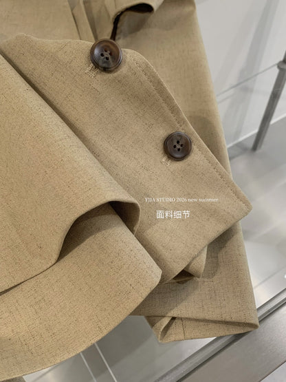 【L9158】Y.JIA老錢風時髦氣場☕夏季V領無袖西裝背心+不規則休閒短褲套裝260706