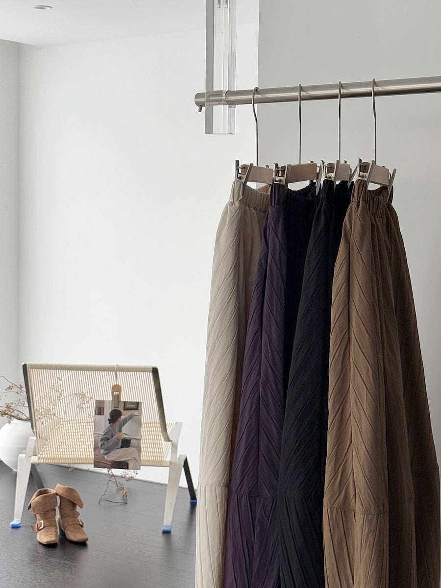 【cim1708】實拍秋冬法式寂靜高腰加厚微花苞A字裙251030