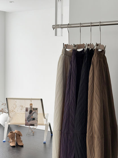 【cim1708】實拍秋冬法式寂靜高腰加厚微花苞A字裙251030