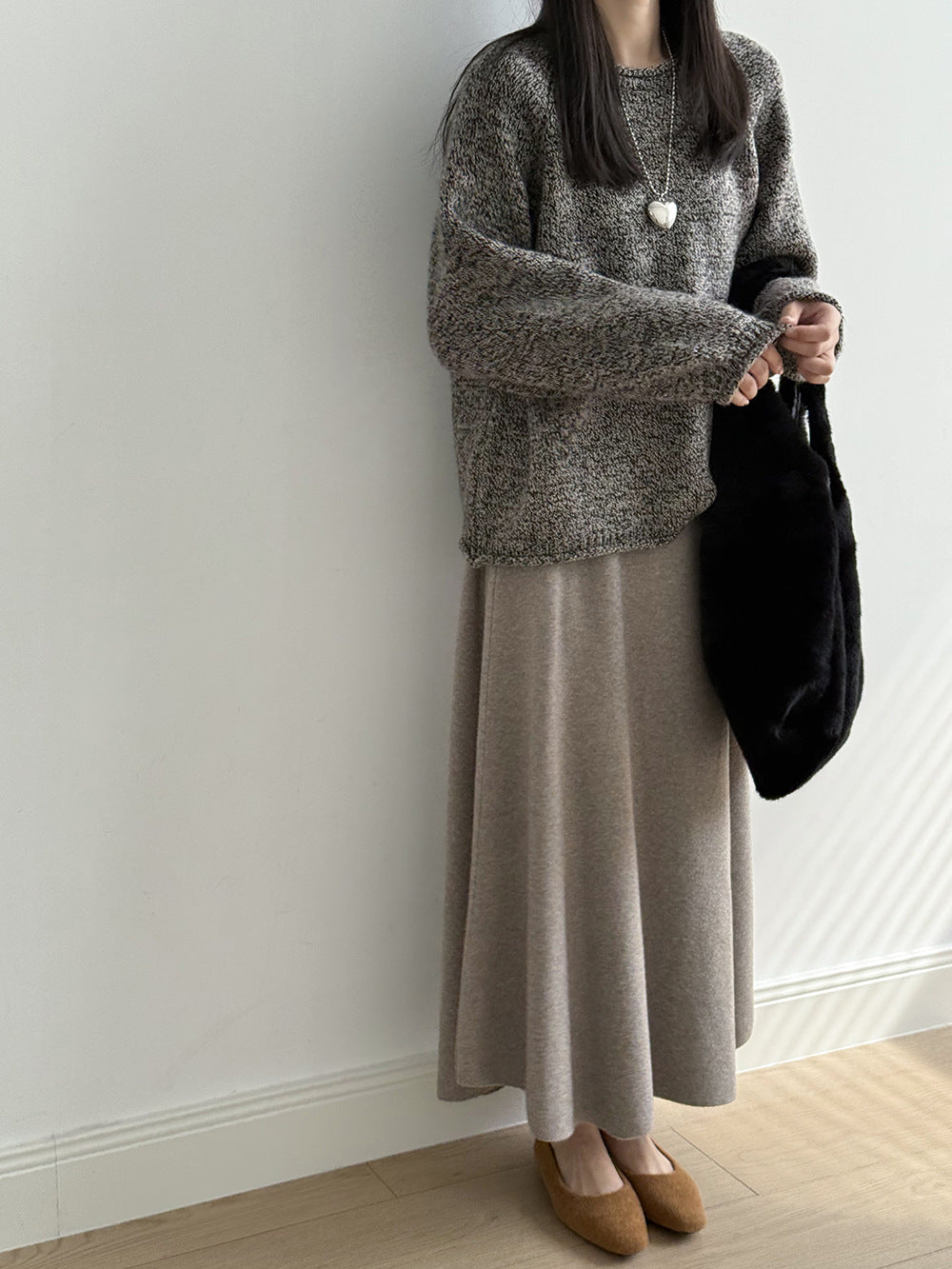 【Y0723】實拍冬季簡約針織大擺A字裙（棉羊毛4%)251106