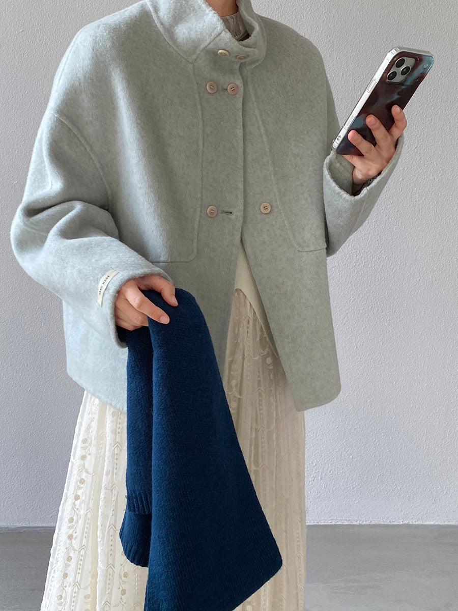 【cimz8568】實拍Miu系溫柔氣質立領雙面100%羊毛大衣外套260102