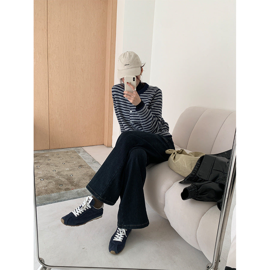 【H5477】實拍S~XL復古加厚高腰直筒牛仔褲251109