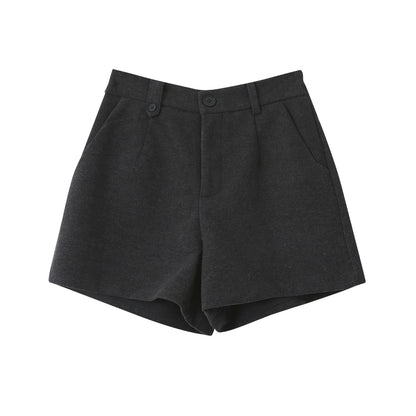 【LD11044】實拍厚款毛呢西裝短褲後鬆緊腰251202