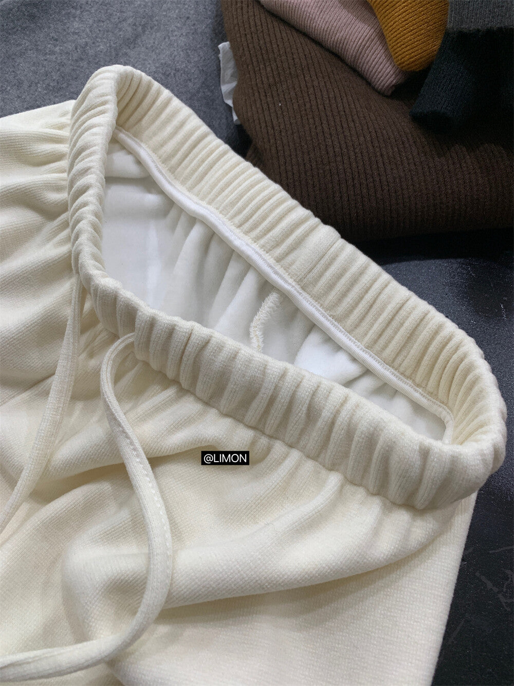 【L7039】實拍檸檬加厚加絨羊絨寬鬆顯瘦高腰直筒褲251117