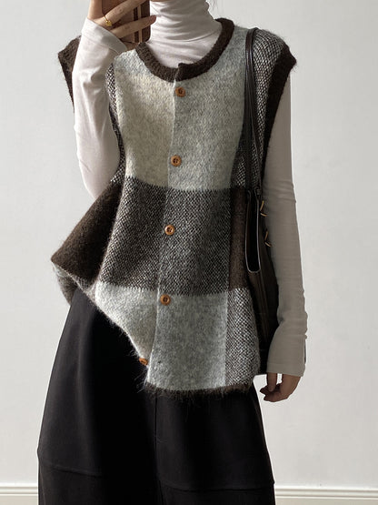 【YP2576】 實拍日系復古格子針織馬甲(含羊毛3%) 251023