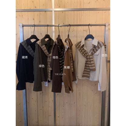 【L11319】檸檬家知性通勤・純色翻領長袖襯衫＋披肩套裝260916