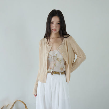 【LD11295】法式浪漫仙女系🌸氣質碎花細肩帶背心+顯瘦防曬長袖小外套兩件套260519