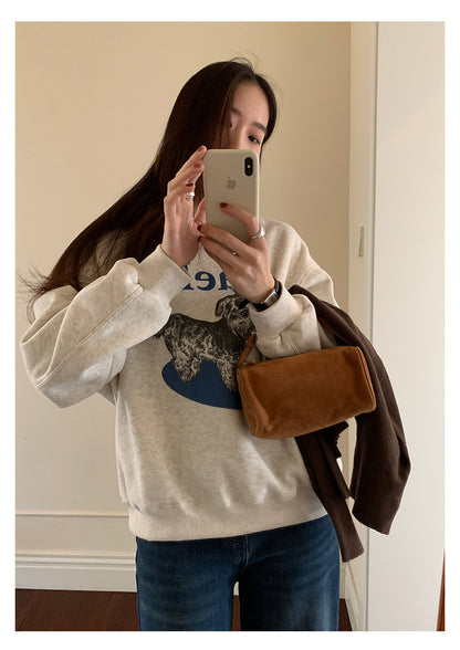 【H5496】實拍韓系小狗印花加絨厚棉衛衣251118