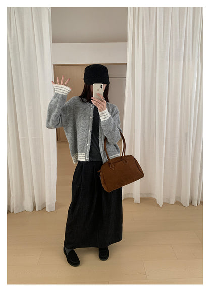 【H561】實拍秋冬簡約鬆緊腰後開叉裙251021