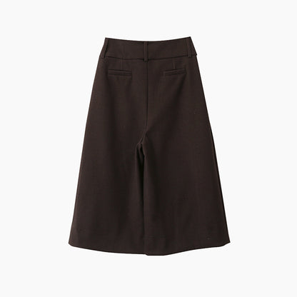 【LD3301】實拍韓系簡約高腰毛呢闊腿七分褲251103