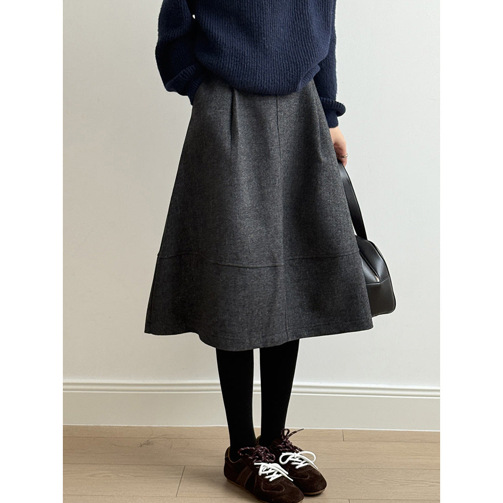 【Y8076】實拍氣質羊毛30%毛呢微花苞傘裙251201