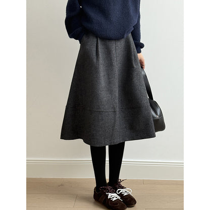 【Y8076】實拍氣質羊毛30%毛呢微花苞傘裙251201