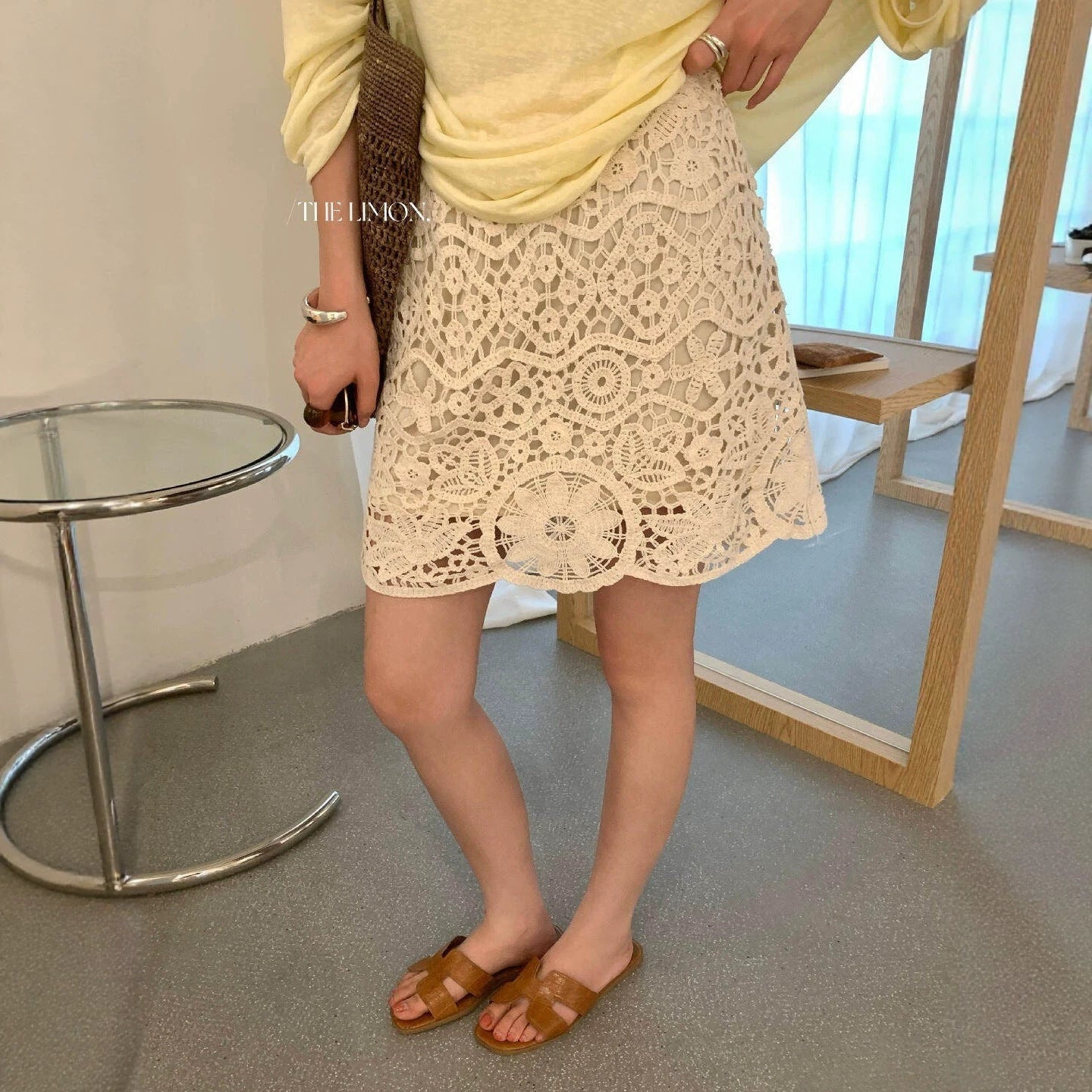 【L10675】溫柔仙女系🕊️重工設計感鏤空蕾絲鉤花休閒半身長裙260511
